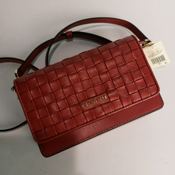 Michael Kors Jet Set Leather Woven Phone Crossbody - Picture 5 of 8